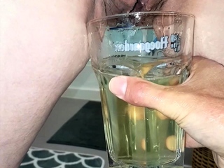 Guy drinks pee from glass 1
