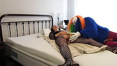 I ordered my clown to make me orgasm with a dildo…