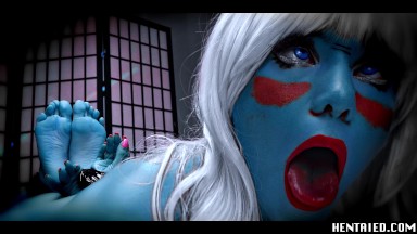 Real Life Hentai – JOI – Blue Alien – Red Pussy – Jerk off instruction – bondage – feet pose