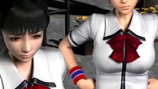 Two girls fuck in hard threesome