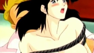 Four guys are having fun with her