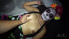 halloween party ends up hardcore for this teen latina