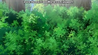 Hand job and hentai doggy fuck outdoors