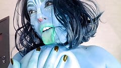 Na’vi vibrates blue pussy and sucks blue nipples