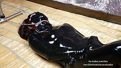 Asian cute latex slave girl kiki bondage and fedom vacuumbag