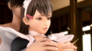 Sexy 3d anime maid finger fucked