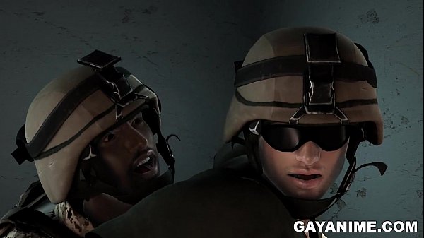 3D cartoon soldier gets fucked in the ass by an ebony hunk
