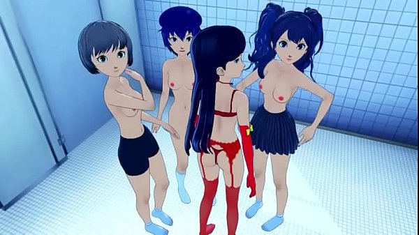 4 Hentai teens fucked in a public toilet
