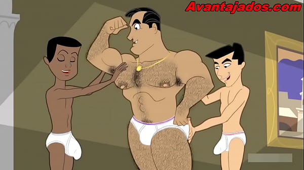 Garotos dotados em aula Gay Cartoon