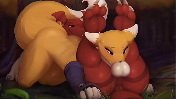 Renamon x Guilmon Blowjob Furry