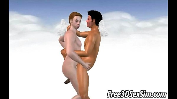 Horny 3D hunk with angel wings gets fucked anally