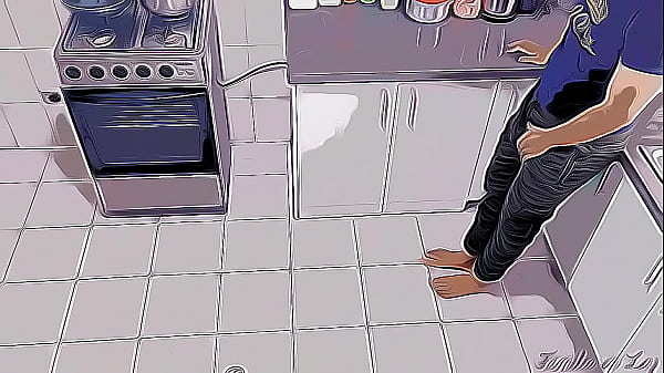 Me Follo a mi Hijastra Caliente al Lado de su Mama en la Cocina Cartoon Hentai
