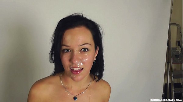 Messy facial fun for Natali Blue after sex session